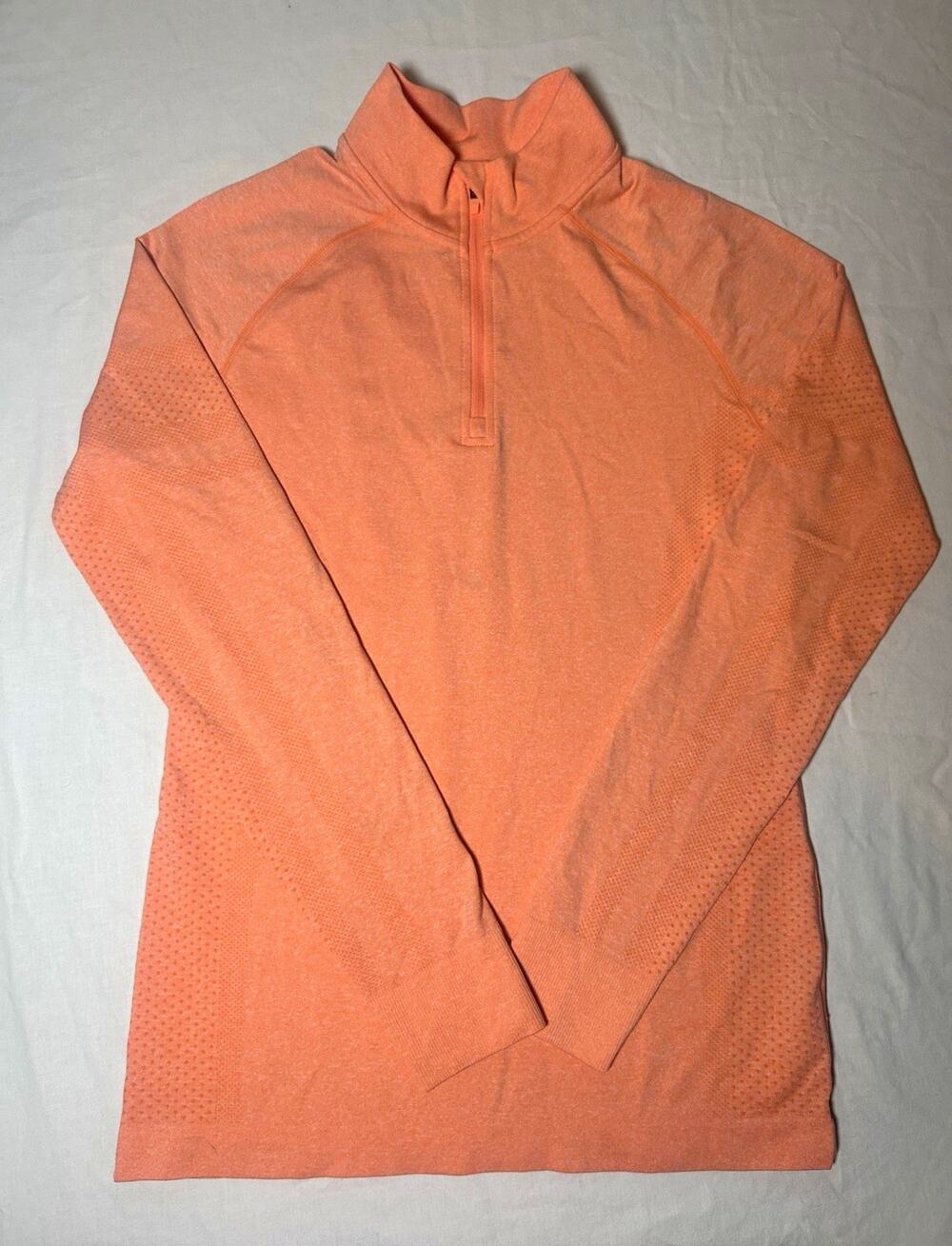 FIGS Women’s Peach 1/4 Zip Mock Neck Pullover Top M Long Sleeve